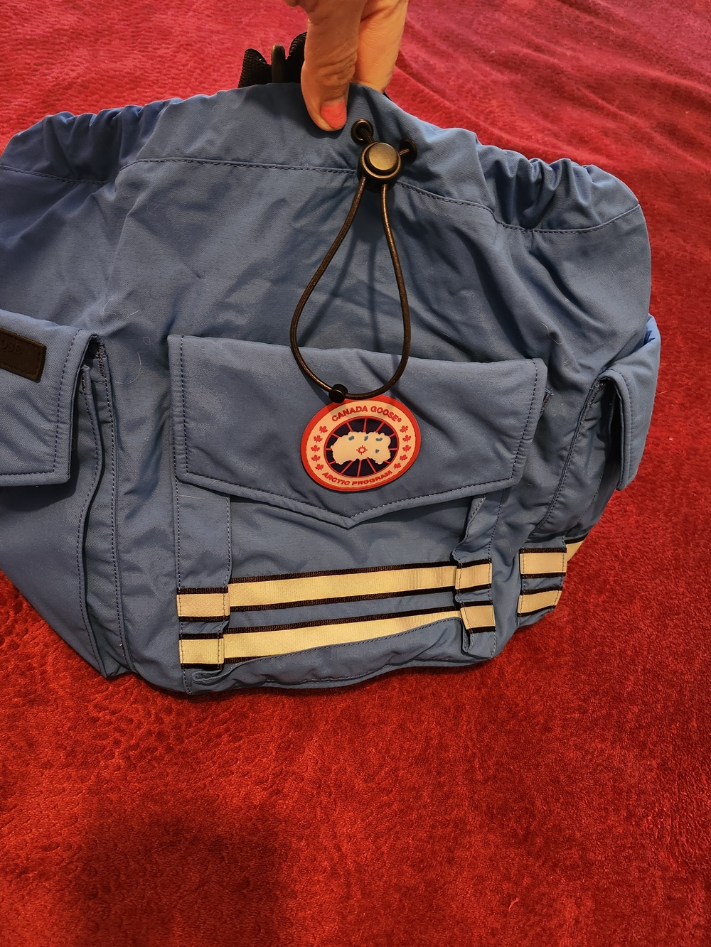 Canada Goose Light Blue Nylon Backpack with Red Logo Patch - Picture 10 of 13